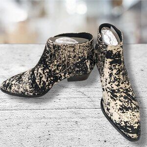 Hudson London Genuine Pony Hair Women's Bootie Size US 8 NIB Black & White